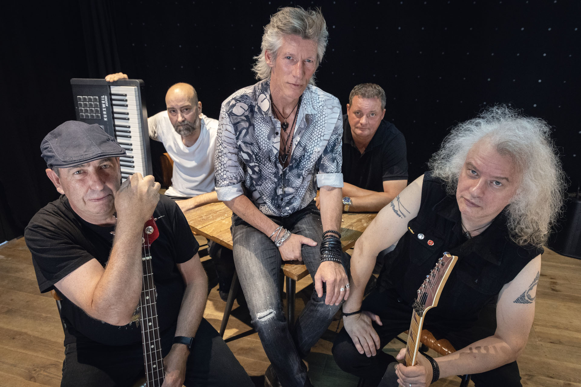 BTL Official Band Picture. Credit Reinhold Podevijn. BTL - Left to Right Luc Van Lierde - Sjoerd Bruyneel - Johan Lotigiers - Michel Lodder - Geert Fieuw